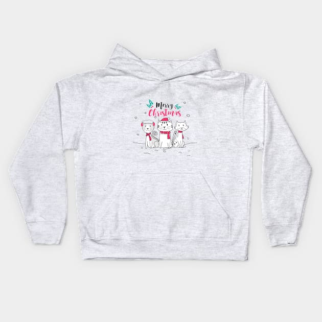 Merry Christmas Cat Kids Hoodie by DarK MooN Zone